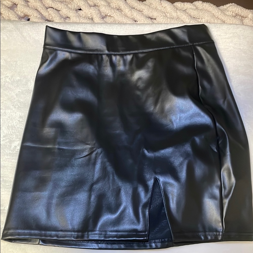 Black Faux Leather Skirt